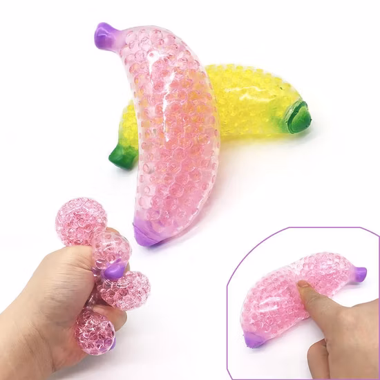 Custom Material PU Foam or TPR Banana Stress Ball Squishy Fidget Toys