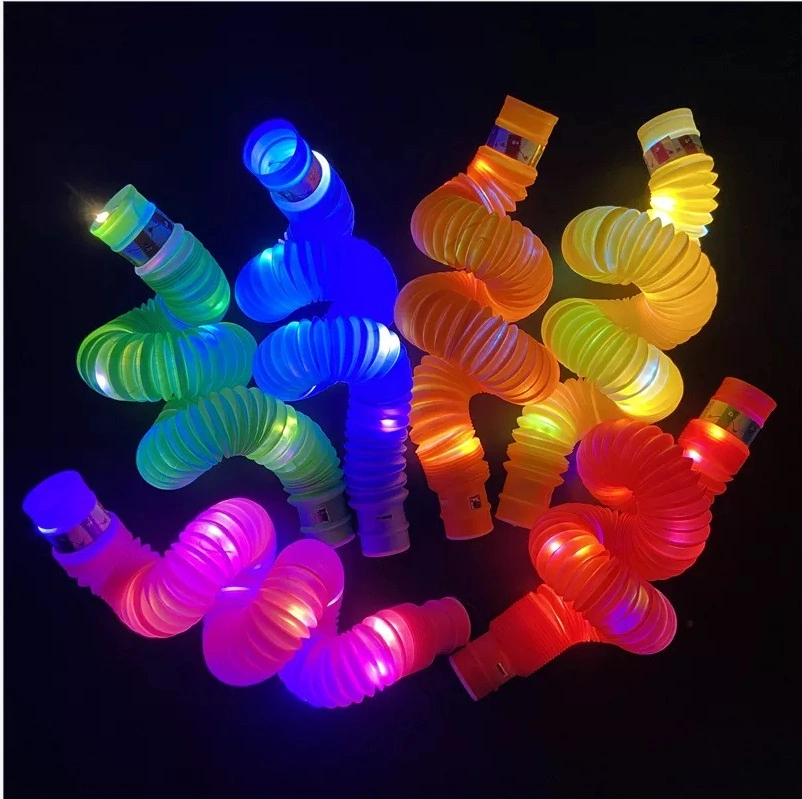 LED Funny Tube Fidget Toys Pipe Sensory Tools for Stress and Anxiety Relief Lights up Pop Fidget Tubes