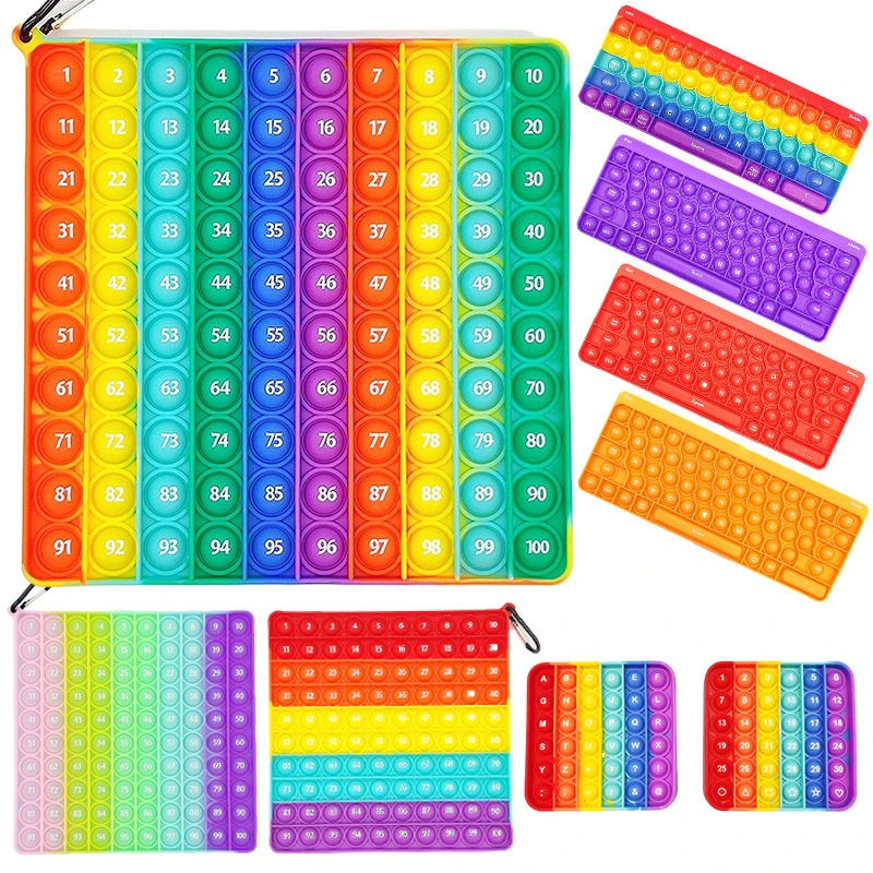 20cm Silicone Letter Number Rainbow Large Push Poping Bubble Fidget Sensory Toy Jumbo Big Table Game Board Light Stress Msxf Pop It Board Game