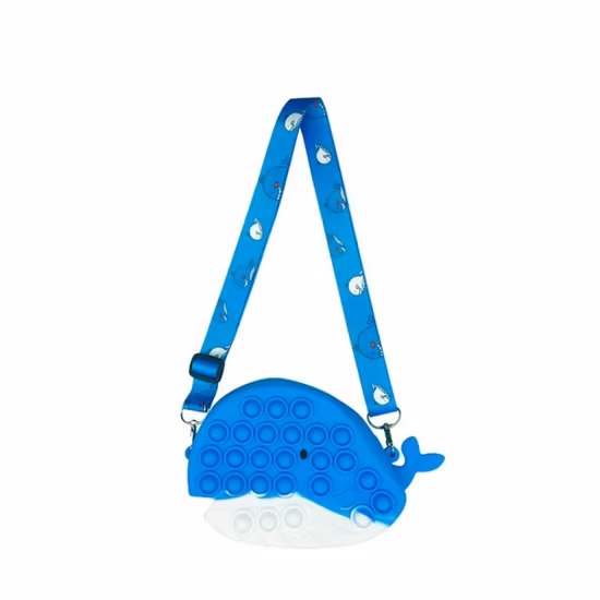 Borsa a tracolla Pop It carina a forma di balena Borsa a tracolla Fidget balena con cinghie